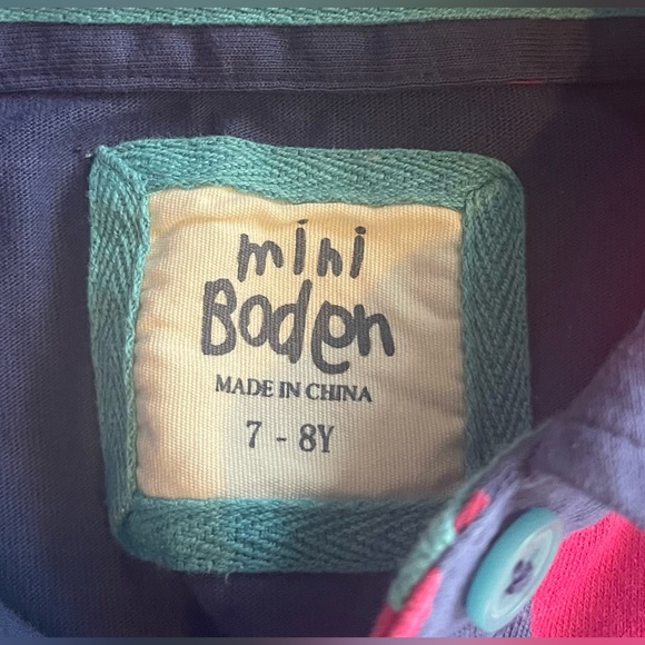 Mini Boden Navy and Pink Polka Dot Polo - Picture 3 of 4